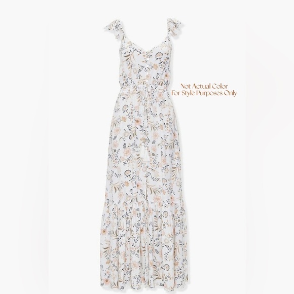 Paisley Floral Button-Front Ruffle Shoulder Maxi Dress In Rust Size M - Picture 2 of 3